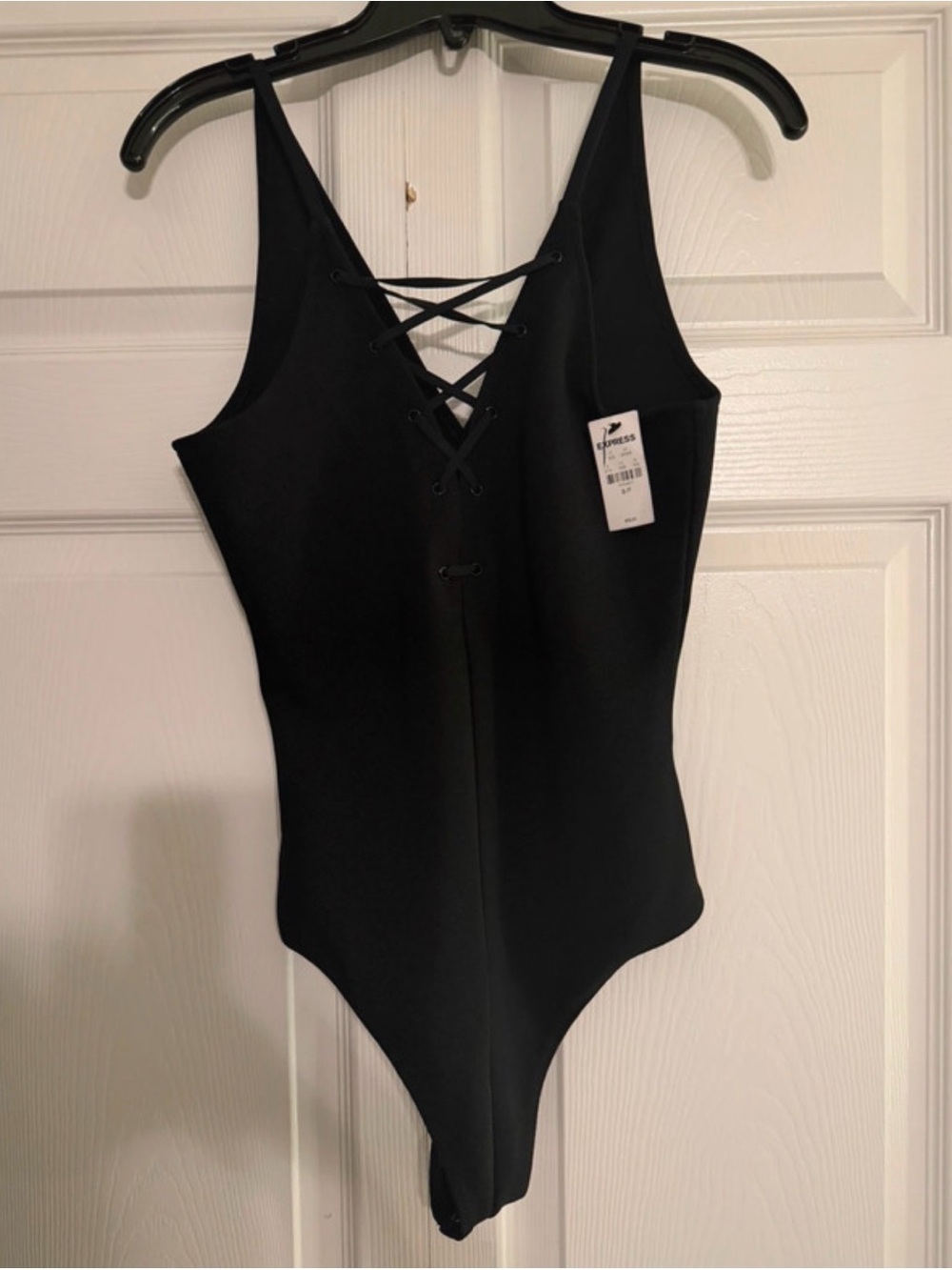 Express Black Lace-Up Front Bodysuit